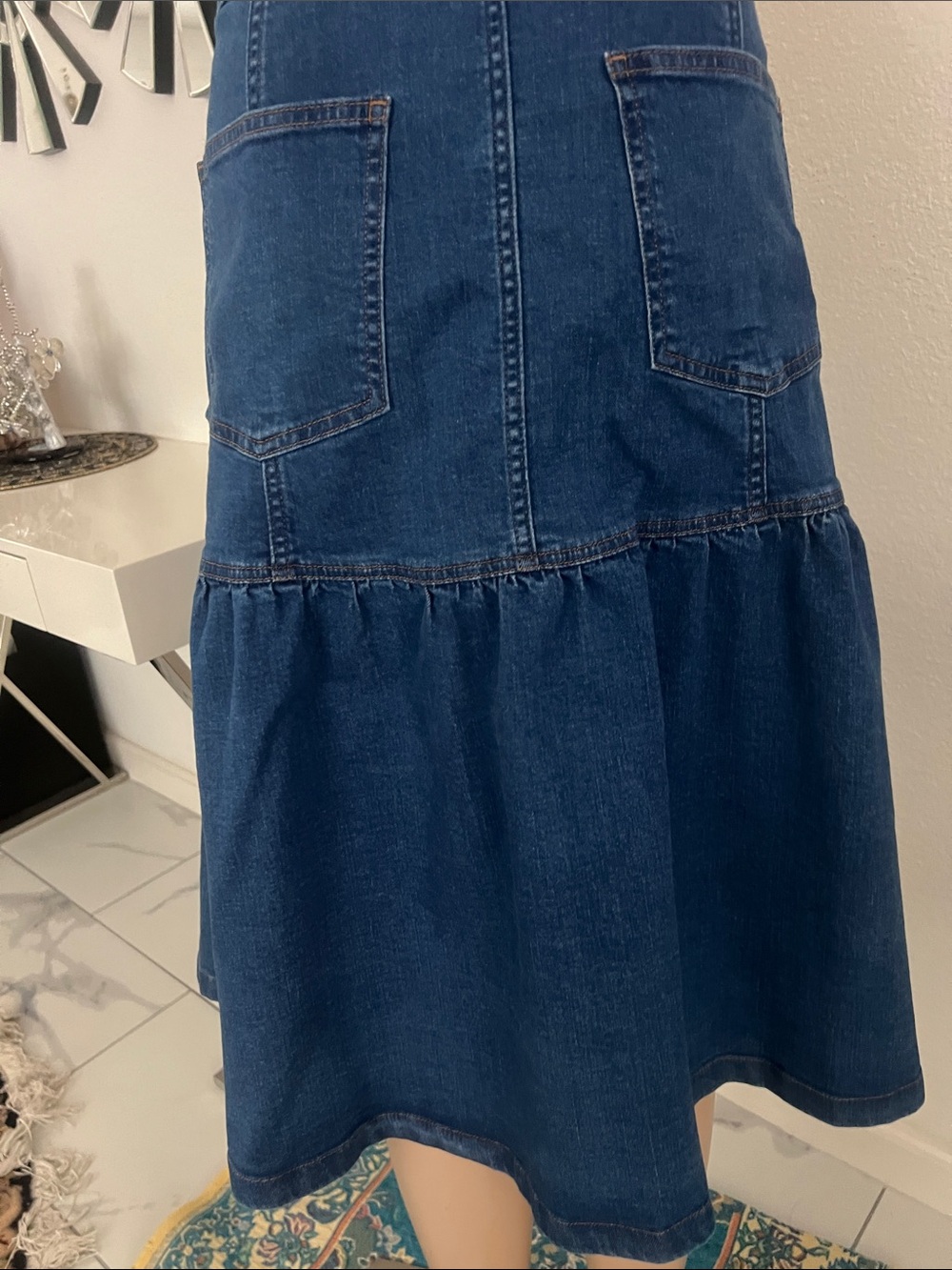 Madewell women’s jean Dark Blue Button-Front Denim Midi Skirt size 29 - Picture 8 of 16